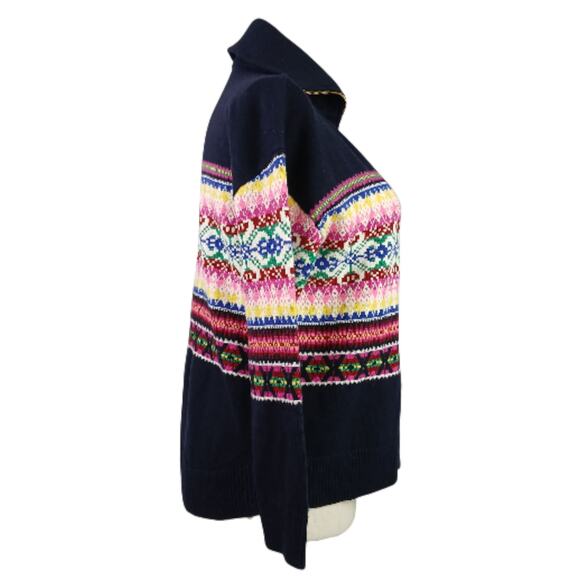 Talbots SZ LP Lambs Wool Blend Half-Zip Mockneck Sweater-Stripe Fair Isle - Picture 3 of 7